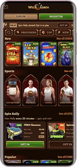 Download WildRobin Casino op je telefoon.